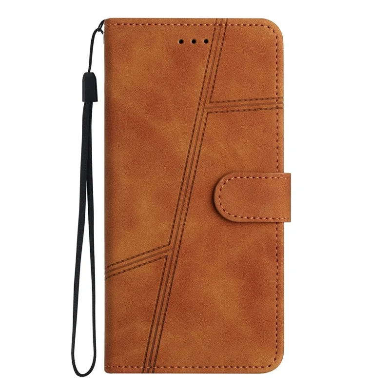For Xiaomi Redmi Note 14 Pro 4G Case Flip Leather Retro Phone Cover Lines Imprinted - Brown