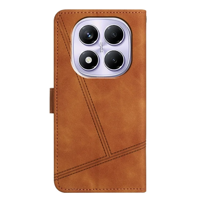 For Xiaomi Redmi Note 14 Pro 4G Case Flip Leather Retro Phone Cover Lines Imprinted - Brown