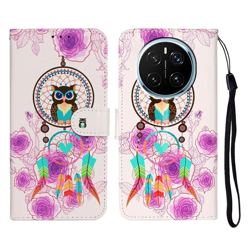 For Honor Magic7 Pro 5G Case Pattern Leather Wallet Phone Cover - Wind Chime Owl
