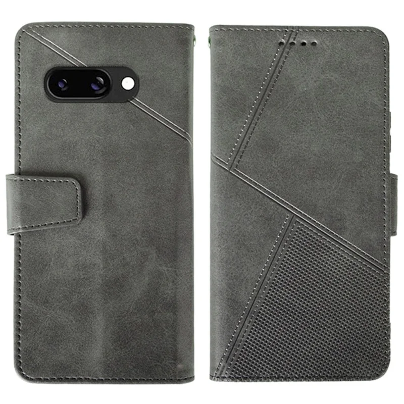 IDEWEI For Google Pixel 9a Case Leather Wallet Phone Cover Stand Calf Texture - Grey
