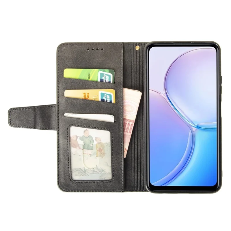 IDEWEI For Google Pixel 9a Case Leather Wallet Phone Cover Stand Calf Texture - Grey