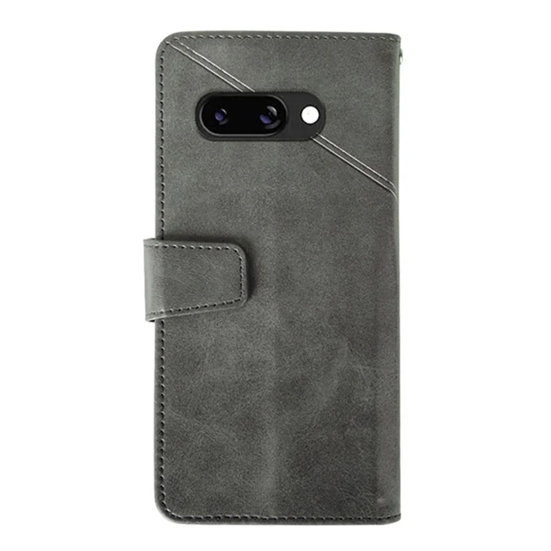 IDEWEI For Google Pixel 9a Case Leather Wallet Phone Cover Stand Calf Texture - Grey