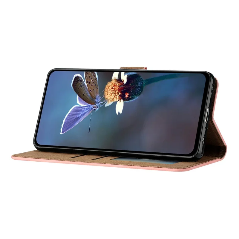 For Google Pixel 9a Case Imprinted Butterfly Leather Wallet Phone Cover - Pink