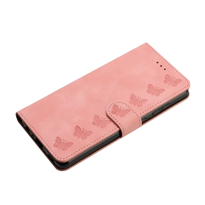 For Google Pixel 9a Case Imprinted Butterfly Leather Wallet Phone Cover - Pink