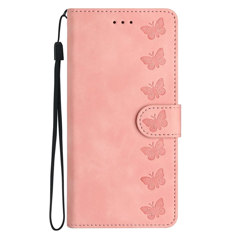 For Google Pixel 9a Case Imprinted Butterfly Leather Wallet Phone Cover - Pink