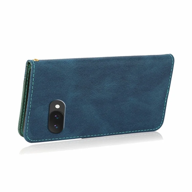 Funda para Google Pixel 9a con Diseño Bicolor, Cartera, Soporte y Correa de Muñeca - Azul+Verde