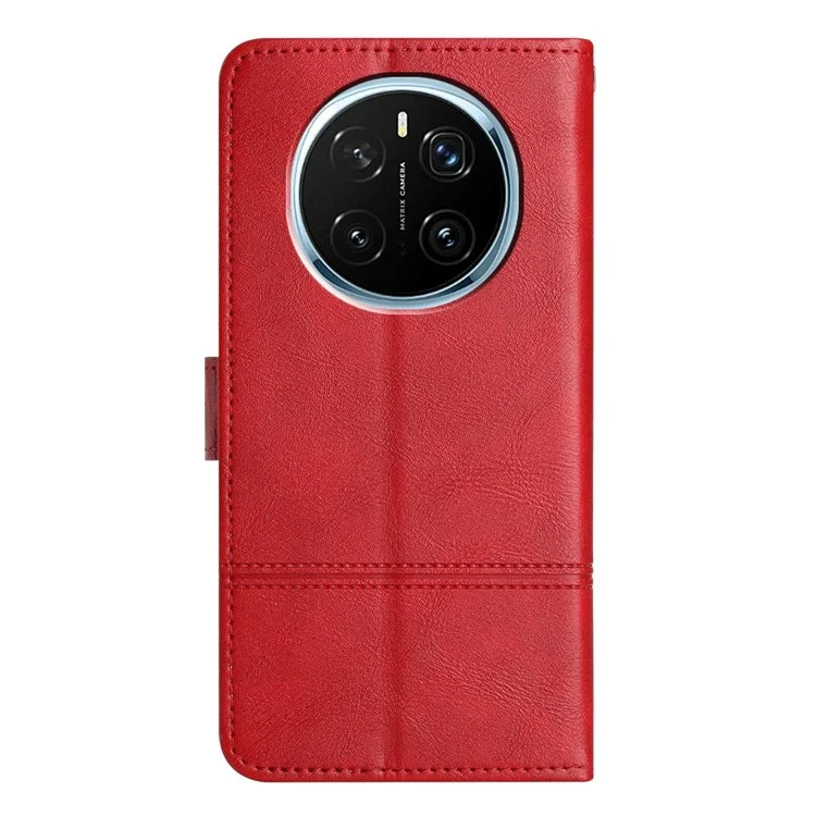 For Honor Magic7 Pro 5G Case Line Imprinted PU Leather Wallet Phone Cover - Red