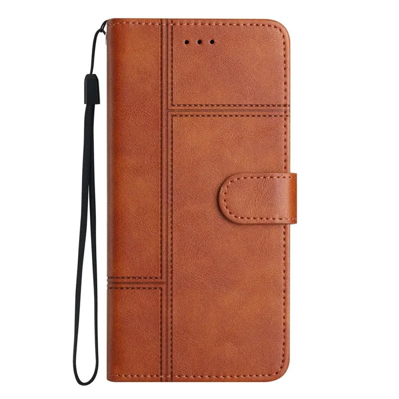 For Honor Magic7 Pro 5G Case Line Imprinted PU Leather Wallet Phone Cover - Brown