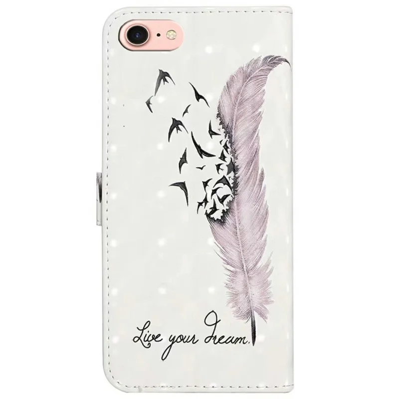 For iPhone 17e / 16e Case 3D Creative Pattern PU Leather Stand Phone Cover - Feather