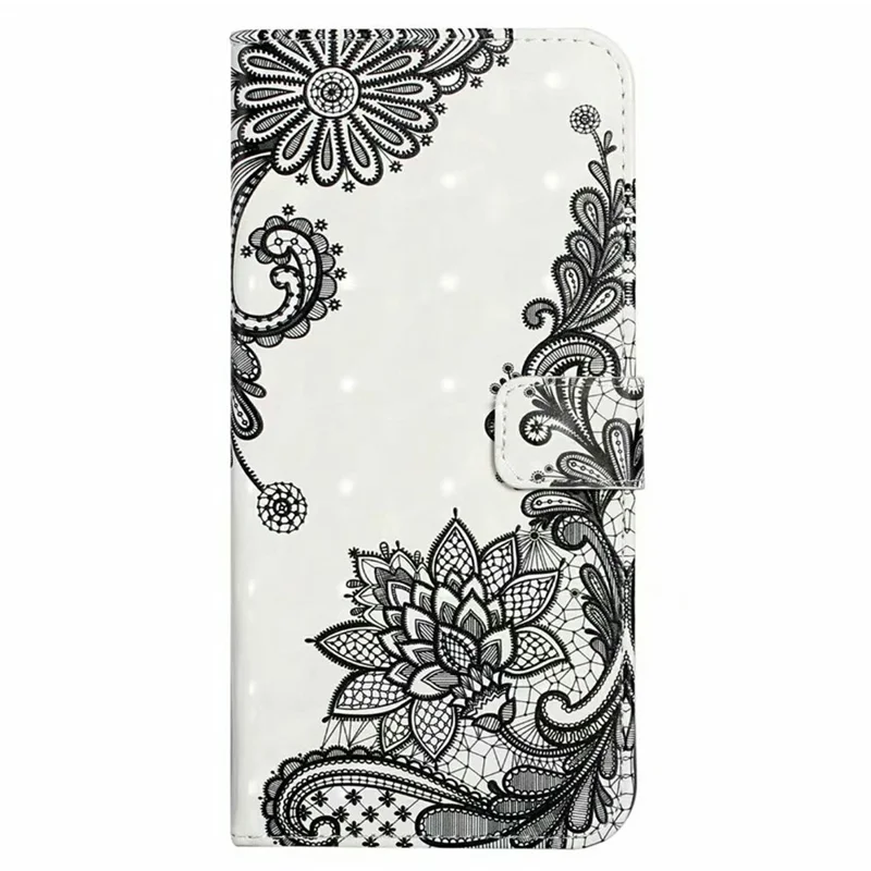 For iPhone 17e / 16e Case 3D Creative Pattern PU Leather Stand Phone Cover - Lace Flower
