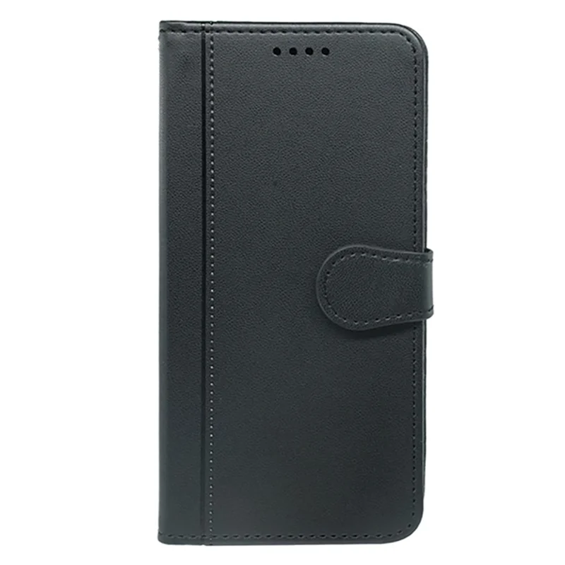 For Realme 14x 5G Wallet Case Magnetic Snap Leather Phone Cover with Strap - Black