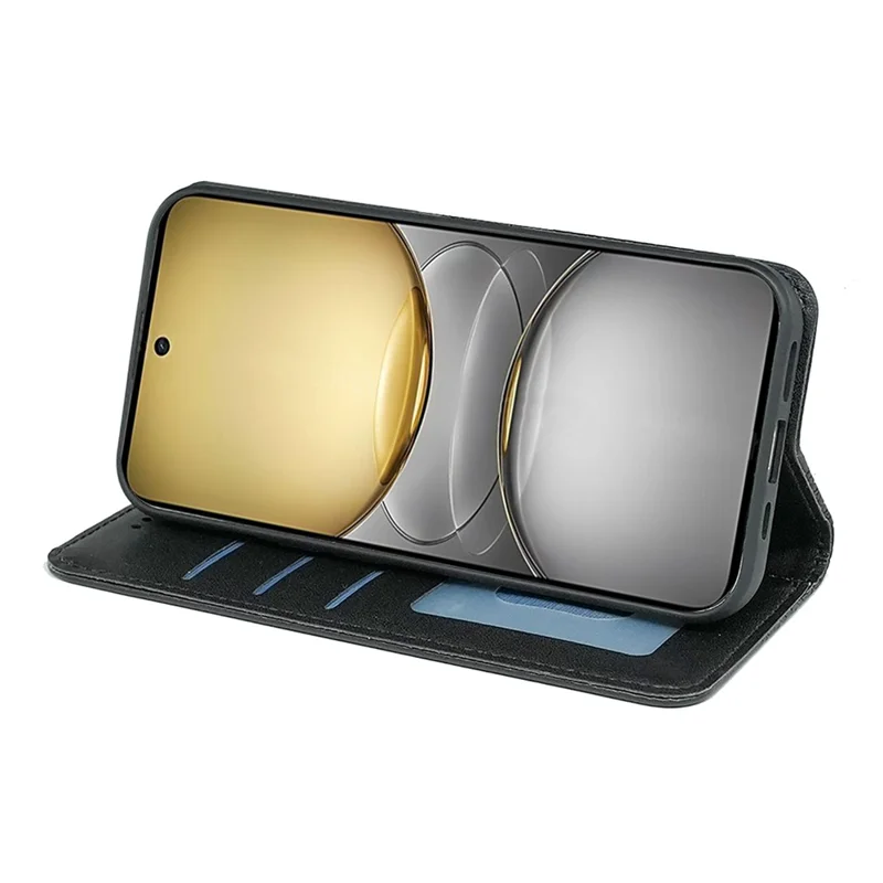 For Realme C75 4G Wallet Phone Case Checkered Pattern Imprint Leather Flip Cover with Wrist Strap - Black