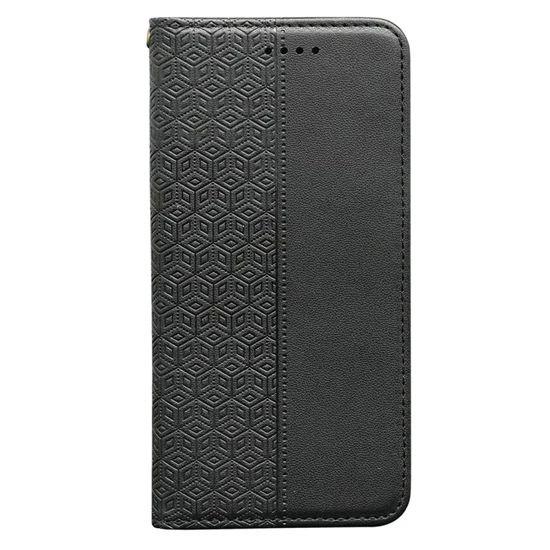 For Realme C75 4G Wallet Phone Case Checkered Pattern Imprint Leather Flip Cover with Wrist Strap - Black