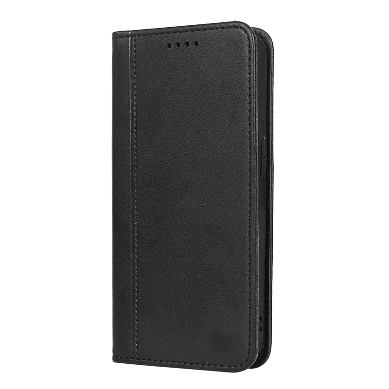 HX01 For Realme C75 4G Wallet Case Magnetic Closing PU Leather Phone Cover - Black