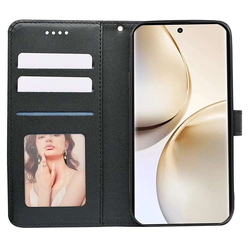 For Realme 14 Pro+ 5G Wallet Phone Case Pattern Imprint Leather Flip Cover - Black