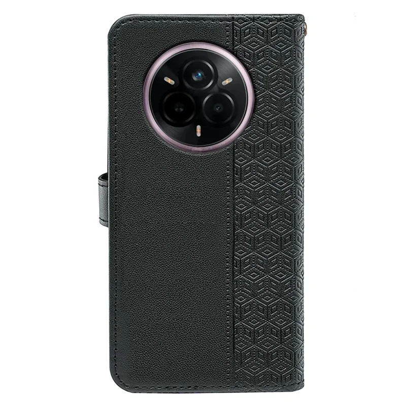 For Realme 14 Pro+ 5G Wallet Phone Case Pattern Imprint Leather Flip Cover - Black