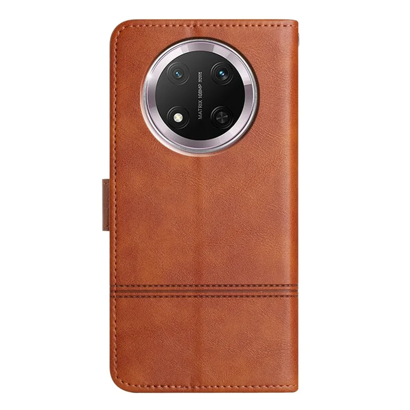 Funda Tipo Cartera para Honor X9c 5G / Magic7 Lite 5G / X60 Pro 5G con Líneas Impresas de Cuero PU - Marrón