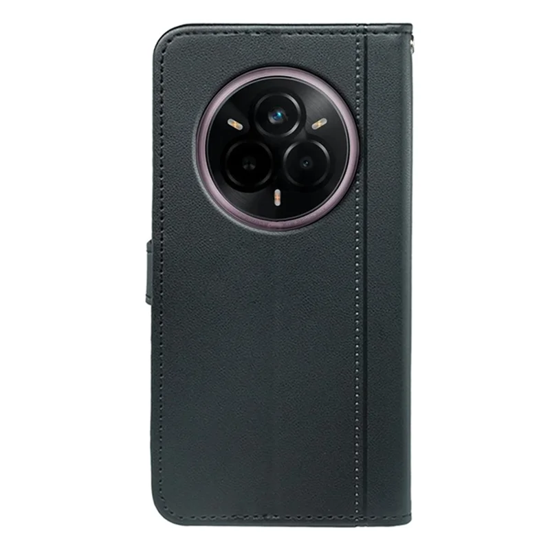 Voor Realme 14 Pro+ 5G portemonnee hoesje Magnetische sluiting Lederen telefoonhoes met bandje - Zwart