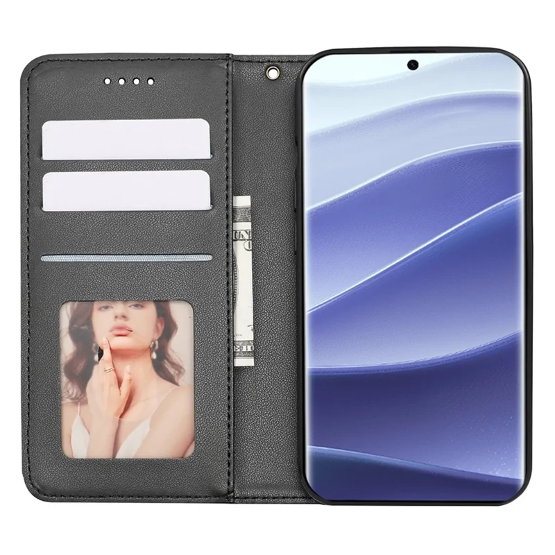 For Xiaomi Redmi Note 14 Pro 4G Wallet Phone Case Strong Magnetic Checkered Pattern Imprint Leather Flip Cover - Black