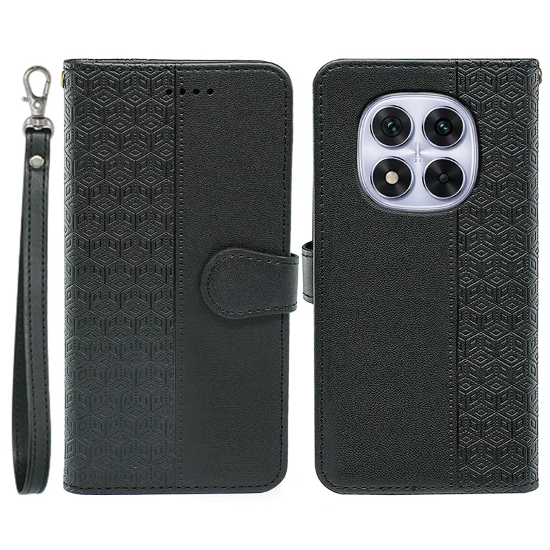 Für Xiaomi Redmi Note 14 Pro 4G Geldbörsen-Handyhülle mit Muster-Prägung aus Leder Flip Cover - Schwarz