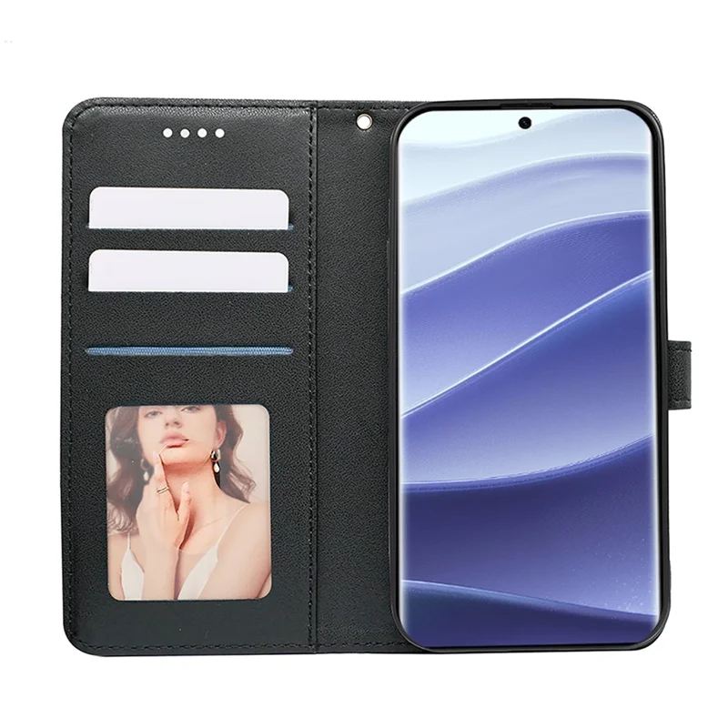 Für Xiaomi Redmi Note 14 Pro 4G Geldbörsen-Handyhülle mit Muster-Prägung aus Leder Flip Cover - Schwarz