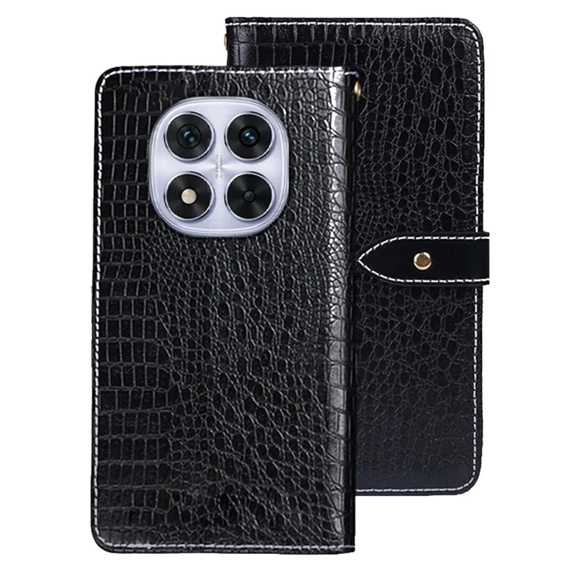 IDEWEI For Xiaomi Redmi Note 14 Pro 4G Case Crocodile Texture PU Leather Flip Phone Cover - Black