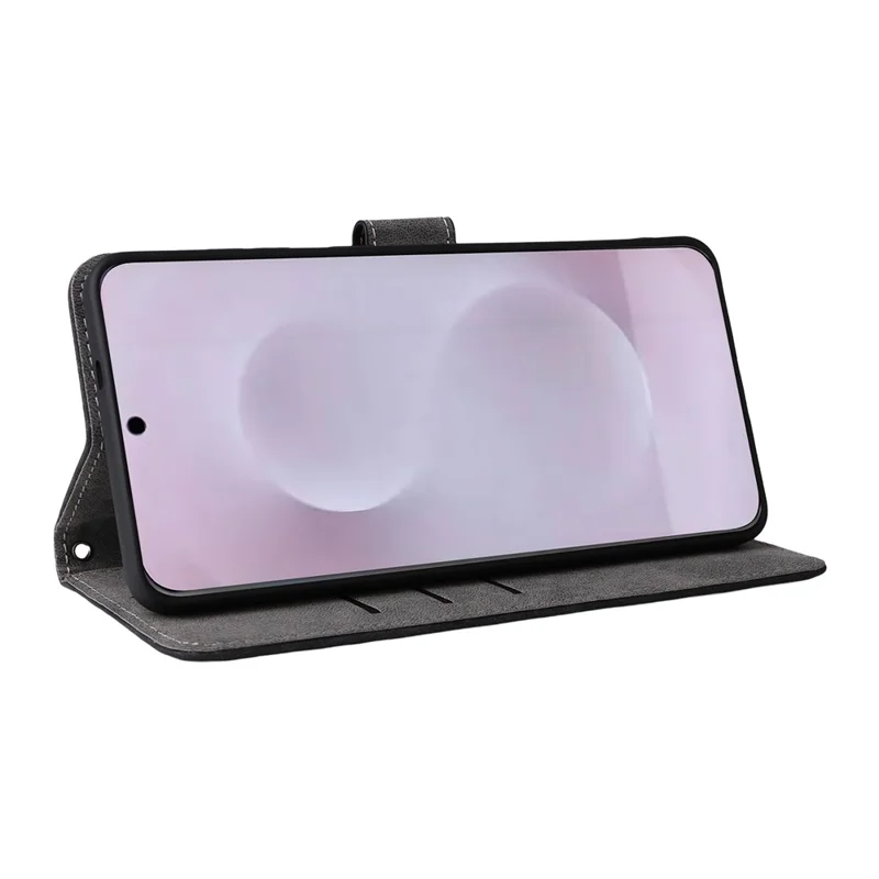 For Samsung Galaxy S25 Edge Case Wallet RFID Blocking PU Leather Cover Viewing Stand - Black