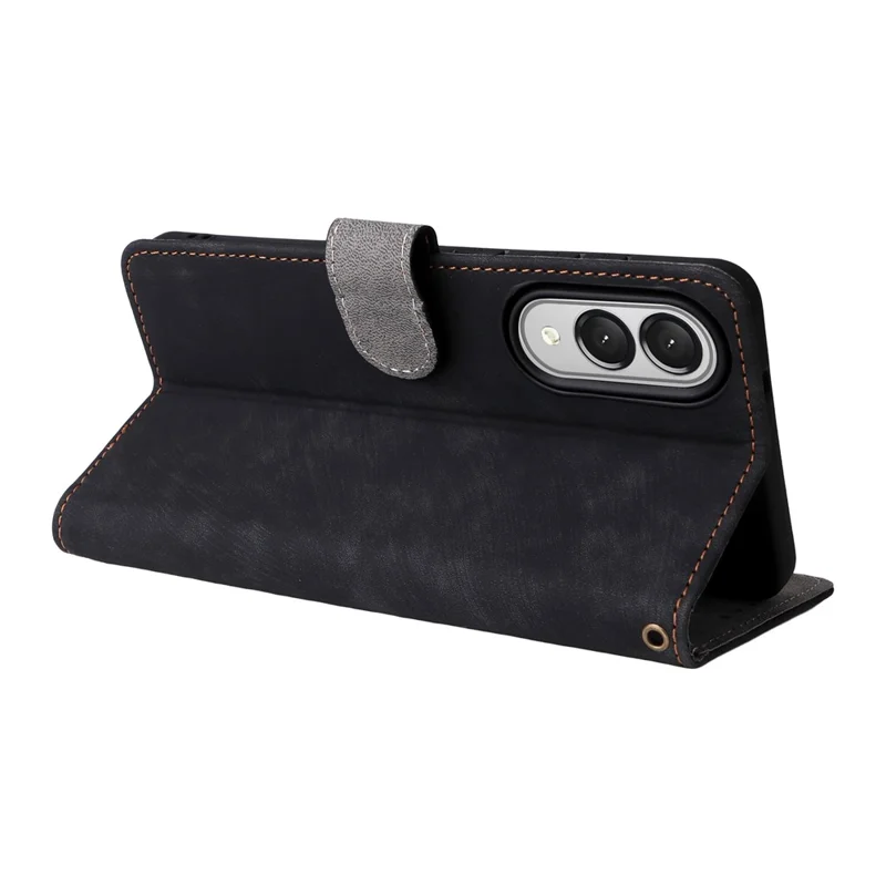 For Samsung Galaxy S25 Edge Case Wallet RFID Blocking PU Leather Cover Viewing Stand - Black