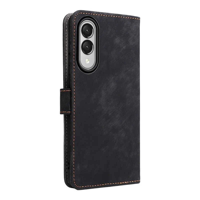 For Samsung Galaxy S25 Edge Case Wallet RFID Blocking PU Leather Cover Viewing Stand - Black
