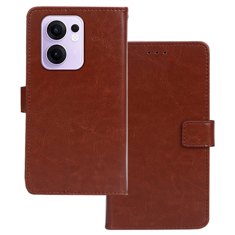 IDEWEI For Oppo Reno13 F 5G (Reno 13 FS 5G) / 4G Case Wallet Leather Phone Cover Crazy Horse Texture - Brown