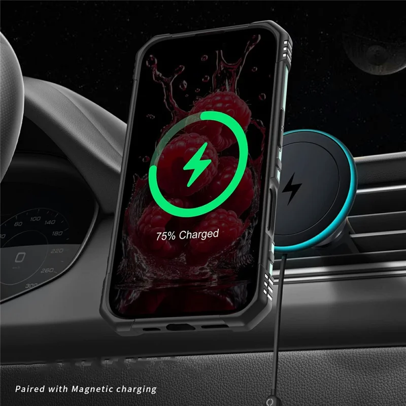 For iPhone 16 Case Compatible with MagSafe Four Corner Airbags PC + TPU Phone Cover - Midnight Green