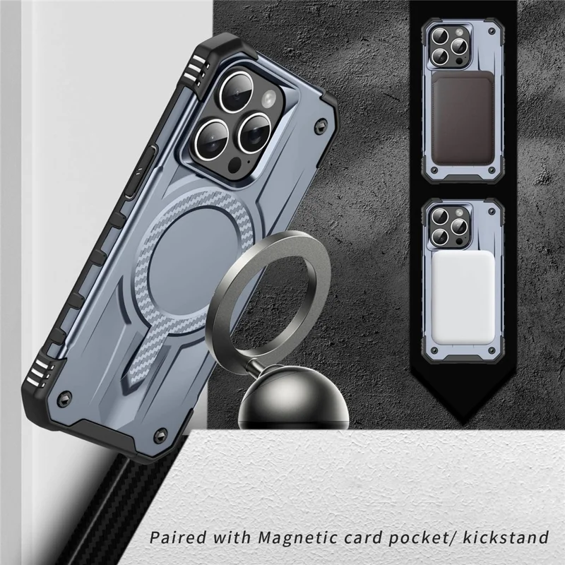 For iPhone 14 Pro Case Compatible with MagSafe Four Corner Airbags PC + TPU Phone Cover - Grey