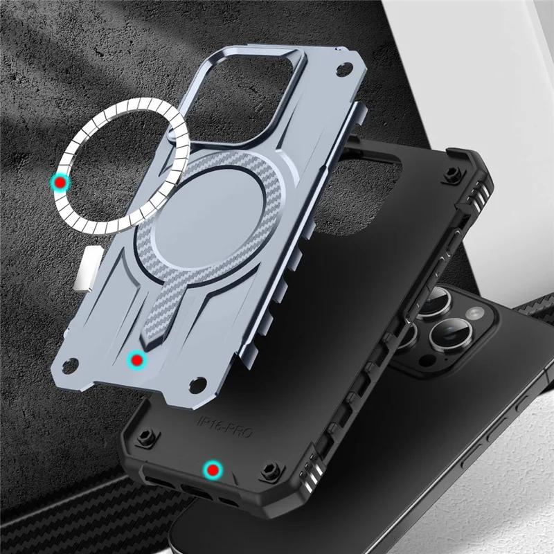 For iPhone 14 Pro Case Compatible with MagSafe Four Corner Airbags PC + TPU Phone Cover - Grey