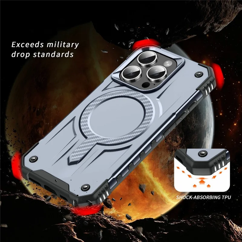 For iPhone 14 Pro Case Compatible with MagSafe Four Corner Airbags PC + TPU Phone Cover - Grey