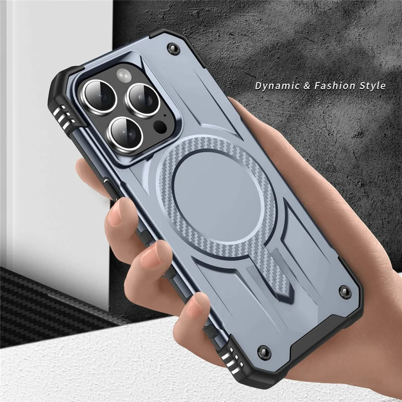 For iPhone 14 Pro Case Compatible with MagSafe Four Corner Airbags PC + TPU Phone Cover - Grey