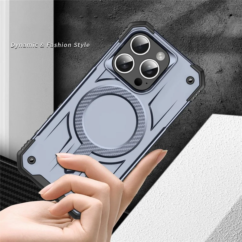 For iPhone 14 Pro Case Compatible with MagSafe Four Corner Airbags PC + TPU Phone Cover - Grey