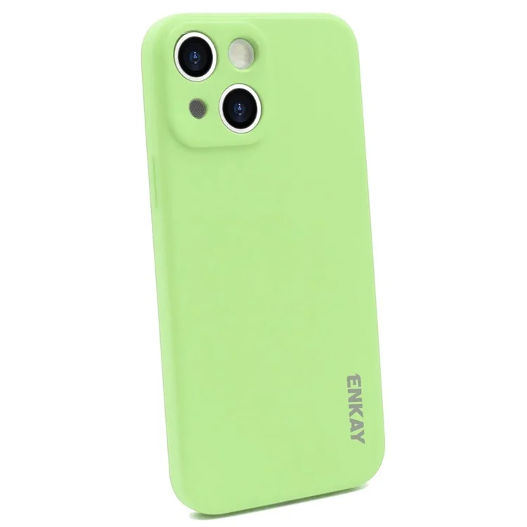 ENKAY HAT PRINCE Liquid Silicone Phone Case for iPhone 14, Straight Edge Precise Cutout Phone Back Cover - Light Green