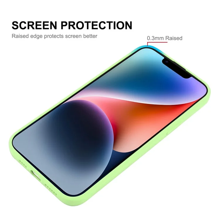 ENKAY HAT PRINCE Liquid Silicone Phone Case for iPhone 14, Straight Edge Precise Cutout Phone Back Cover - Light Green