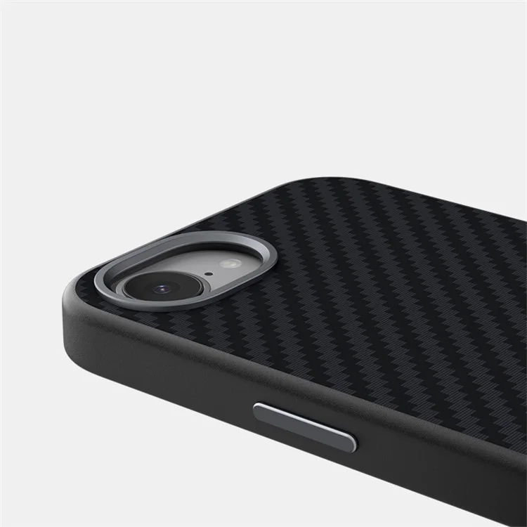 ABEEL For iPhone 16e Case Compatible with MagSafe Carbon Fiber Texture Back Cover - Black
