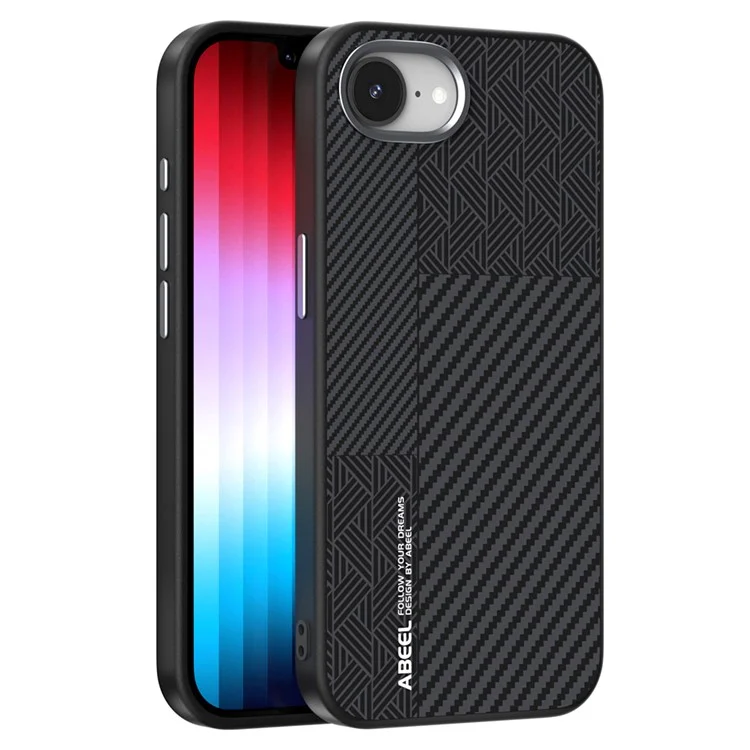 ABEEL For iPhone 16e Case Compatible with MagSafe PC + TPU + Aluminum Alloy + PU Leather Phone Cover - Texture 1