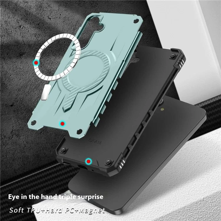 Per Samsung Galaxy A26 5G Cover Compatibile con MagSafe Airbag per quattro angoli PC + TPU Custodia per telefono - Verde Mezzanotte