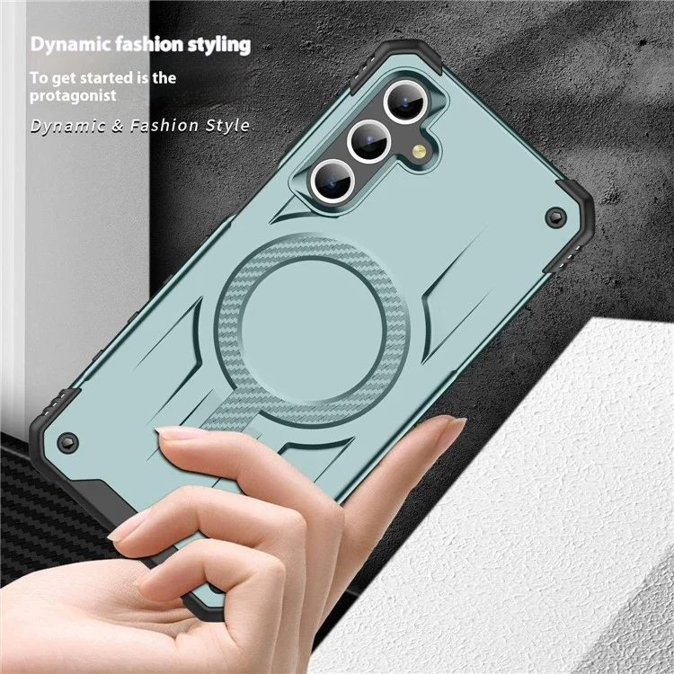 Per Samsung Galaxy A26 5G Cover Compatibile con MagSafe Airbag per quattro angoli PC + TPU Custodia per telefono - Verde Mezzanotte