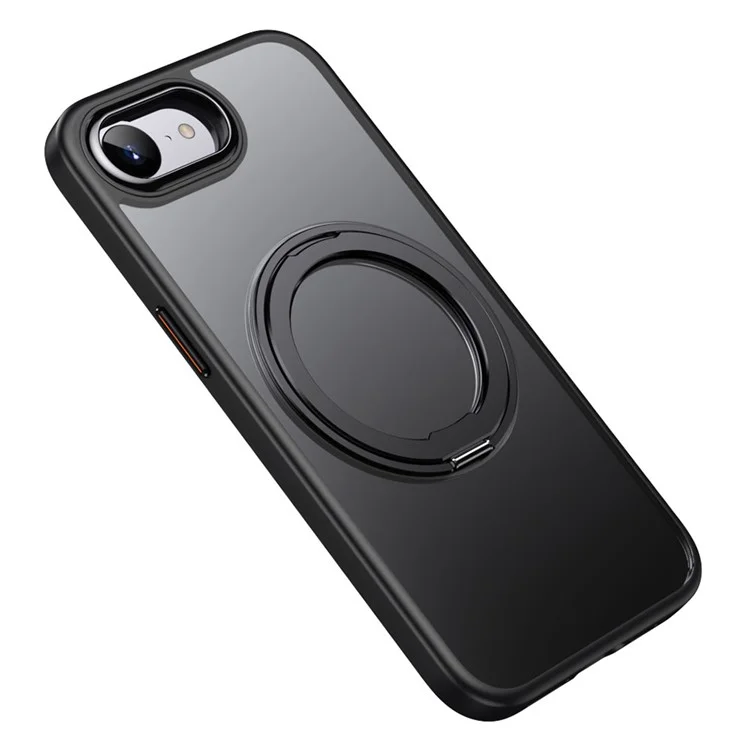 Für iPhone 16e Hülle Kompatibel mit MagSafe TPU + Acryl + Ständer Matte Handyhülle - Schwarz