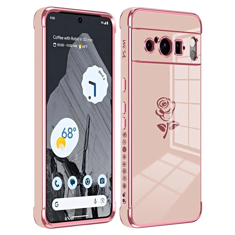 Étui pour Google Pixel 8 Pro Motif Électrolytique Rose Bord TPU Coque Arrière Téléphone Antichoc - Rose
