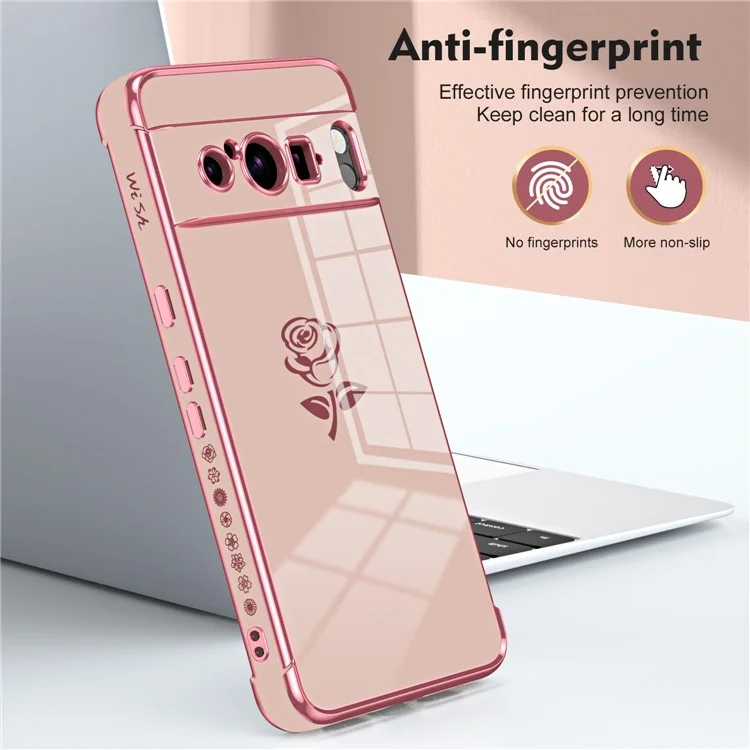 Étui pour Google Pixel 8 Pro Motif Électrolytique Rose Bord TPU Coque Arrière Téléphone Antichoc - Rose