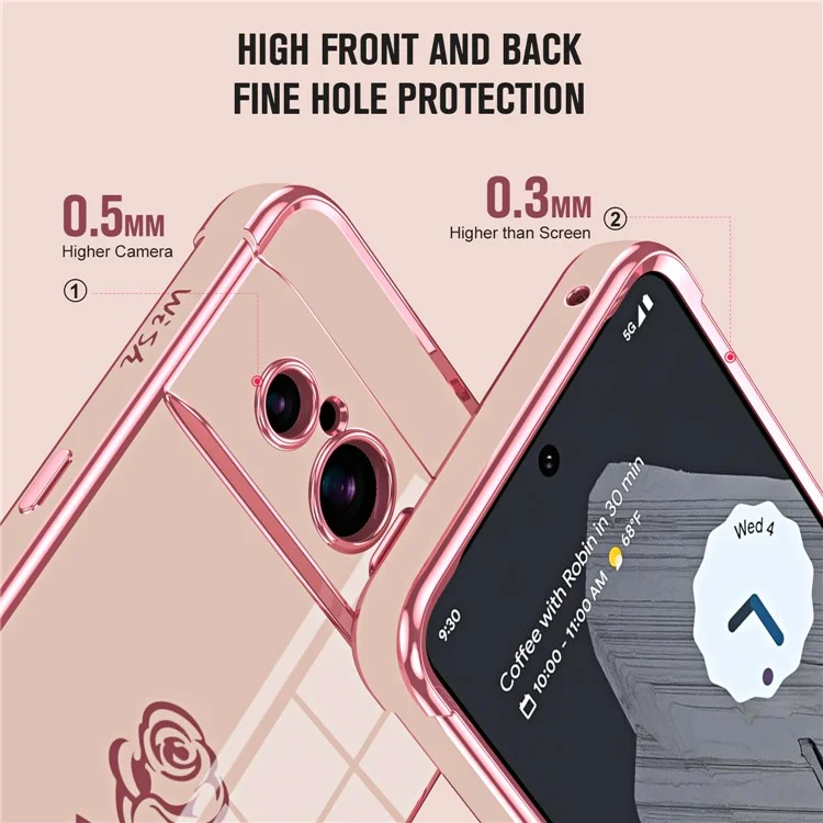 Étui pour Google Pixel 8 Pro Motif Électrolytique Rose Bord TPU Coque Arrière Téléphone Antichoc - Rose