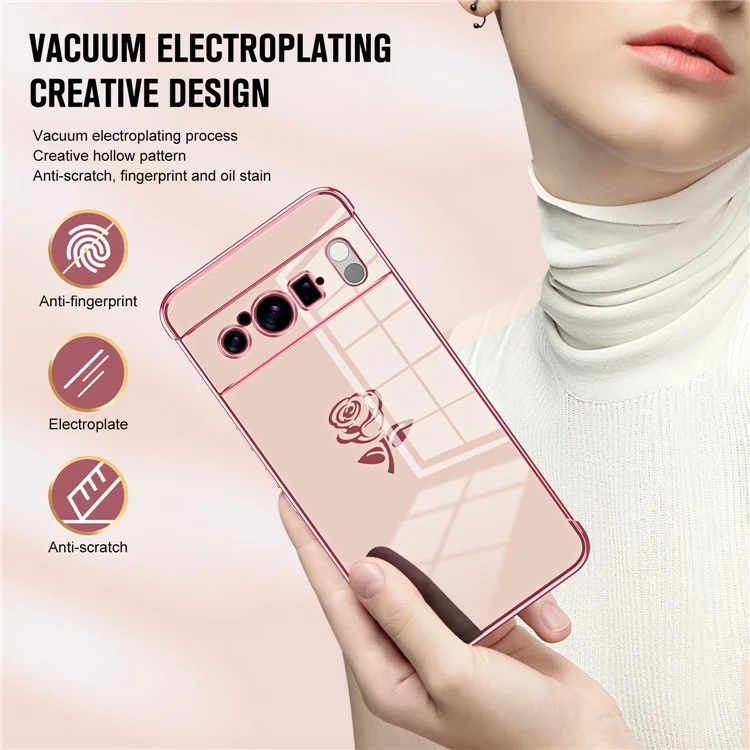 Étui pour Google Pixel 8 Pro Motif Électrolytique Rose Bord TPU Coque Arrière Téléphone Antichoc - Rose