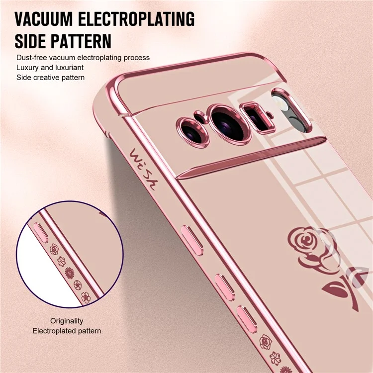 Étui pour Google Pixel 8 Pro Motif Électrolytique Rose Bord TPU Coque Arrière Téléphone Antichoc - Rose