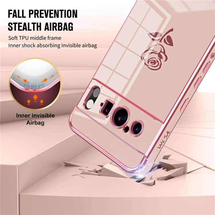 Étui pour Google Pixel 8 Pro Motif Électrolytique Rose Bord TPU Coque Arrière Téléphone Antichoc - Rose