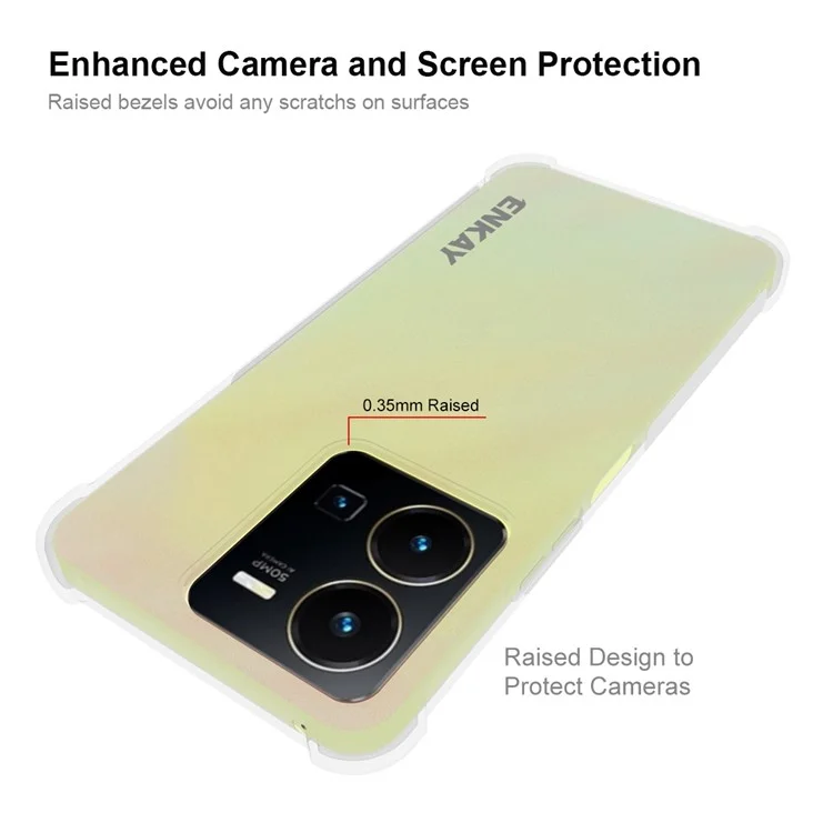 Enkay Hat Prince Para Vivo Y35 4G (2022) Case de Teléfono TPU Flexible Absorción de Choque de la Tira Anti-slip Absorción de Choque Trasero